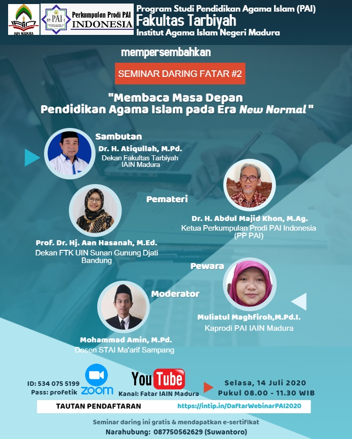 Seminar Daring Prodi PAI (Seri 2), Pelaksanaan Selasa 14 Juli 2020, (selesai)